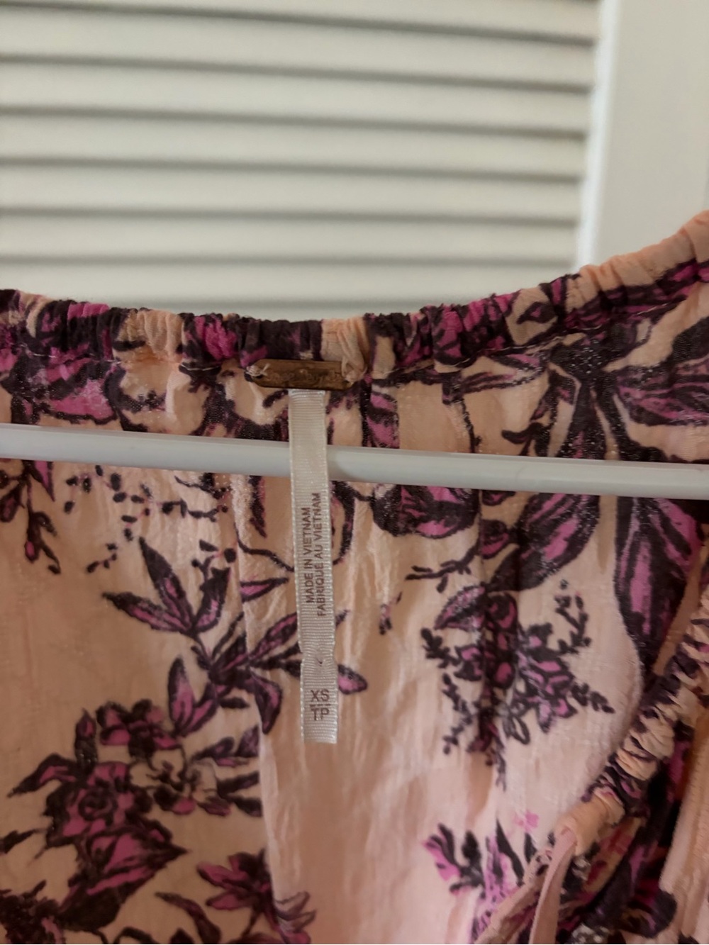 Free People Peach Floral Ruffle V-Neck Mini Dress - Picture 4 of 4